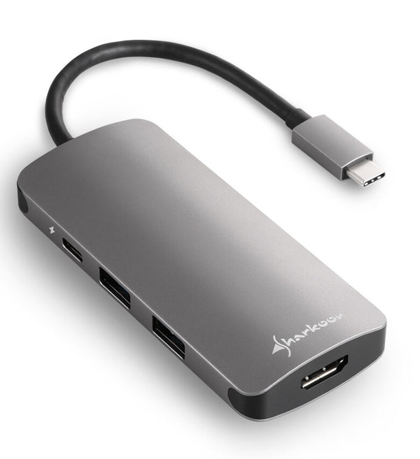 Sharkoon USB 3.0 Type C Multiport Adapter Ledningsført USB 3.2 Gen 1 (3.1 Gen 1) Type-C Grå