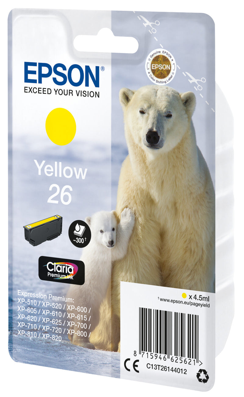Epson Polar bear C13T26144022 blækpatron 1 stk Original Standard udbytte Gul
