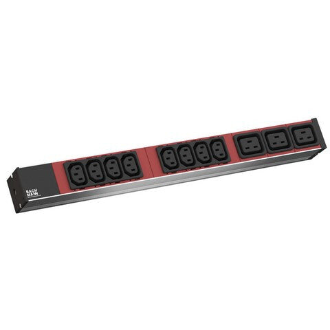 Bachmann 800.2332 strømforsyningsenhed (PDU) 11 AC stikkontakt(er) 1U Sort, Rød