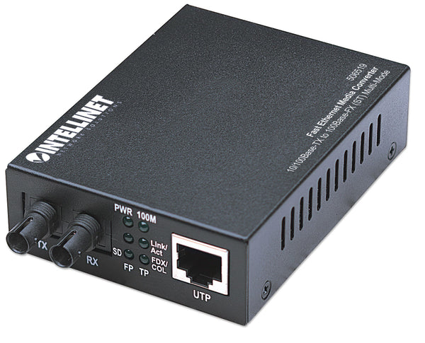 Intellinet 506519 netværksomformer til medie 100 Mbit/s 1310 nm Multitilstand Sort