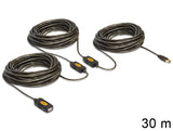 DeLOCK 30m, USB2.0 - USB2.0 USB-kabel USB A 0,48 Gbit/sek. Sort
