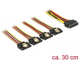 DeLOCK 60157 SATA-kabel 0,3 m SATA 15-stik 4 x SATA 15-pin Flerfarvet