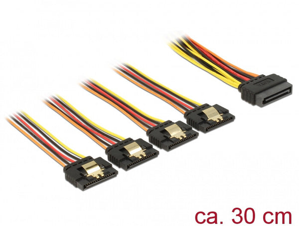 DeLOCK 60157 SATA-kabel 0,3 m SATA 15-stik 4 x SATA 15-pin Flerfarvet