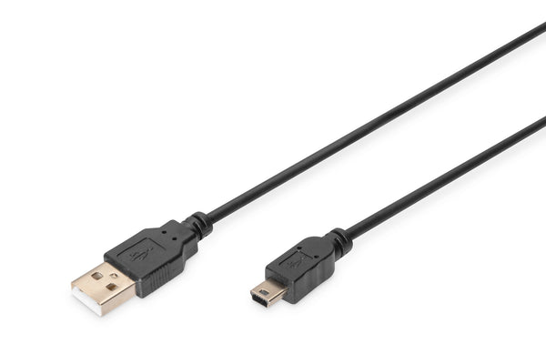 Digitus AK-300130-018-S USB-kabel USB 2.0 1,8 m USB A Mini-USB B 0,48 Gbit/sek. Sort