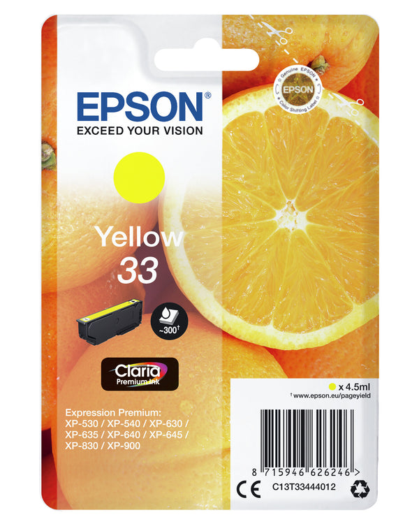Epson Oranges C13T33444022 blækpatron 1 stk Original Gul