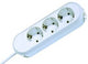 Bachmann 3x Schuko H05VV-F 3G 1.50mm² 16A/3680W 3m stikdåse 3 AC stikkontakt(er) Hvid