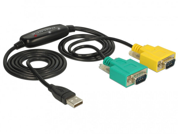 DeLOCK 63466 serielkabel Sort, Grøn, Gul 1,5 m USB Type-A DB-9