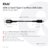 CLUB3D CAC-1526 USB-kabel USB 3.2 Gen 1 (3.1 Gen 1) 1 m USB C Micro-USB B 5 Gbit/sek. Sort