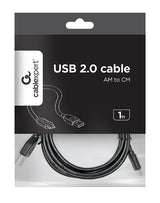 Gembird USB-A/USB-C, 1m USB-kabel USB 2.0 USB A USB C 0,48 Gbit/sek. Sort