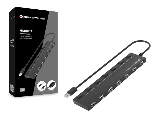 Conceptronic HUBBIES08BP interface hub USB 2.0 480 Mbit/s Sort