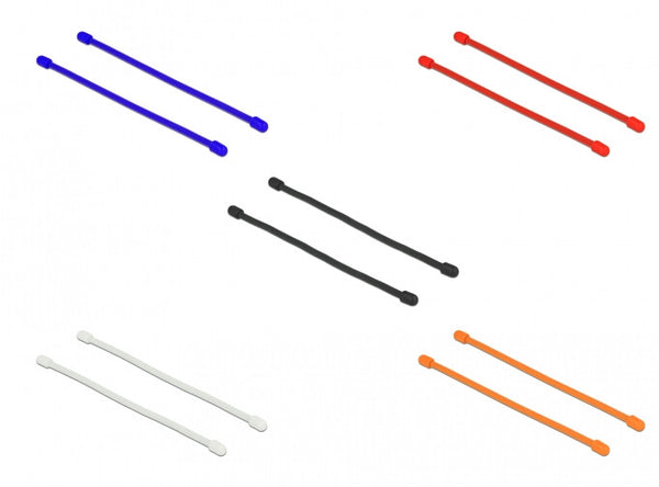 DeLOCK 018970 kabelsamler Udløselig kabelbinder Silikone Sort, Blå, Orange, Rød, Hvid 10 stk