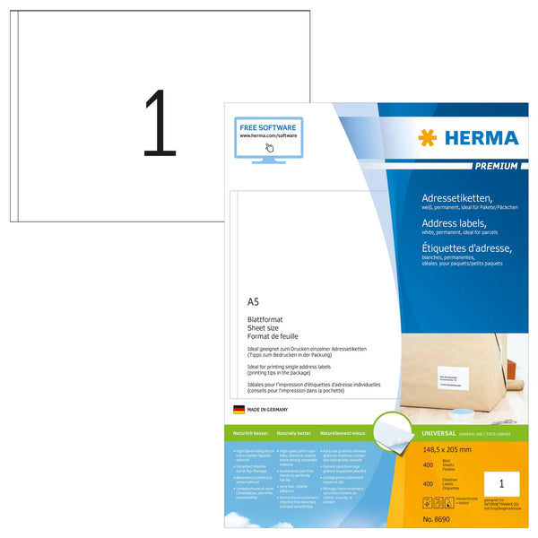HERMA 8690 adresse- og postetiket Hvid