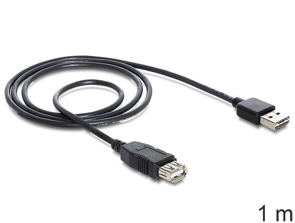 DeLOCK EASY-USB 2.0-A - USB 2.0-A, 1m USB-kabel USB A 0,48 Gbit/sek. Sort