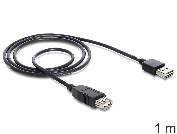 DeLOCK EASY-USB 2.0-A - USB 2.0-A, 1m USB-kabel USB A 0,48 Gbit/sek. Sort