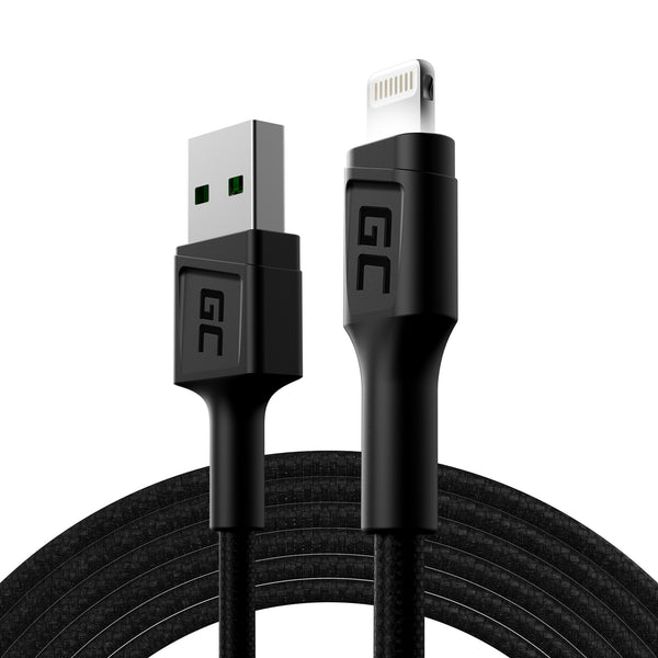 Green Cell KABGC12 Lightning kabel 2 m Sort