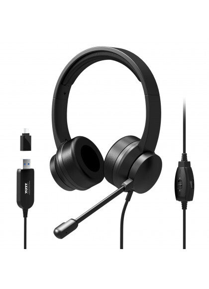 Port Designs 901605 hovedtelefoner/headset Ledningsført USB Type-A Sort