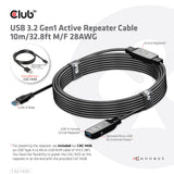 CLUB3D CAC-1405 USB-kabel USB 3.2 Gen 2 (3.1 Gen 2) 10 m USB A 5 Gbit/sek. Sort