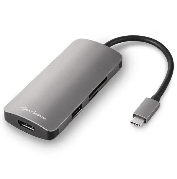 Sharkoon USB 3.0 Type C Multiport Adapter Ledningsført USB 3.2 Gen 1 (3.1 Gen 1) Type-C Grå