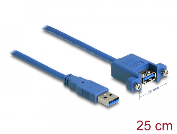 DeLOCK 86994 USB-kabel USB 3.2 Gen 1 (3.1 Gen 1) 0,25 m USB A 5 Gbit/sek. Blå