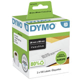 DYMO Ægte LabelWriter-adresselabels | 28 mm x 89 mm | Selvklæbende | Rulle med 130 | 2-pak (260 let-aftrækkelige labels) | til LabelWriter-labelprintere | Fremstillet i Europa