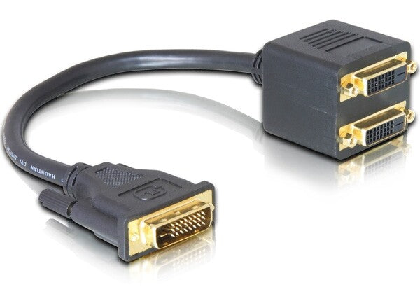 DeLOCK Adapter DVI25 M > 2x DVI25 F DVI kabel 0,2 m DVI-I Sort
