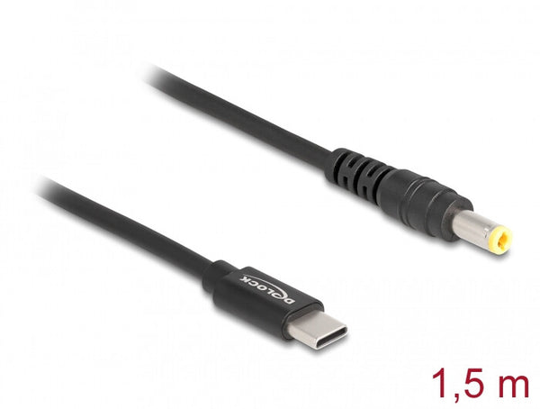 DeLOCK 87978 el-ledning Sort 1,5 m USB C 5.5 x 2.5 mm