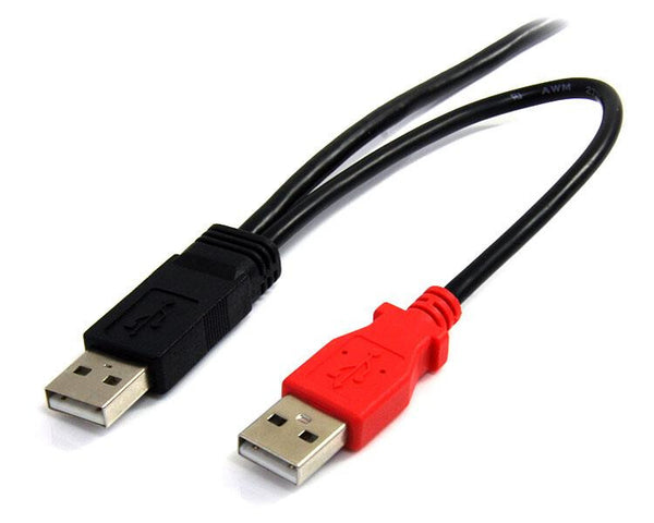 StarTech.com USB2HABMY6 USB-kabel USB 2.0 1,8 m Mini-USB B 2 x USB A 0,48 Gbit/sek. Sort, Rød