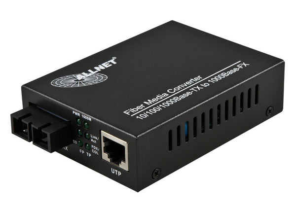 ALLNET 102459 netværksomformer til medie 1000 Mbit/s Multitilstand Sort