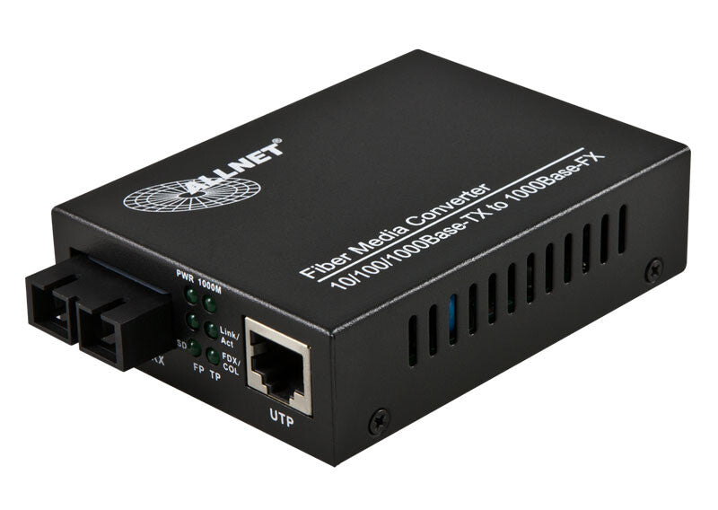 ALLNET 102459 netværksomformer til medie 1000 Mbit/s Multitilstand Sort