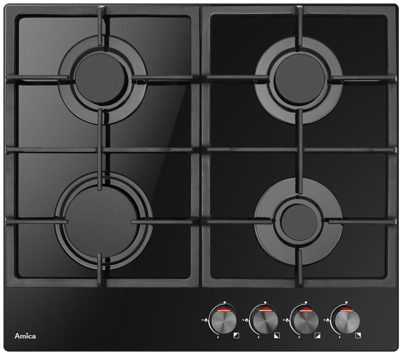 Amica PGCA6100APB kogeplade Sort Indbygget 59 cm Gaskomfur 4 zone(s)