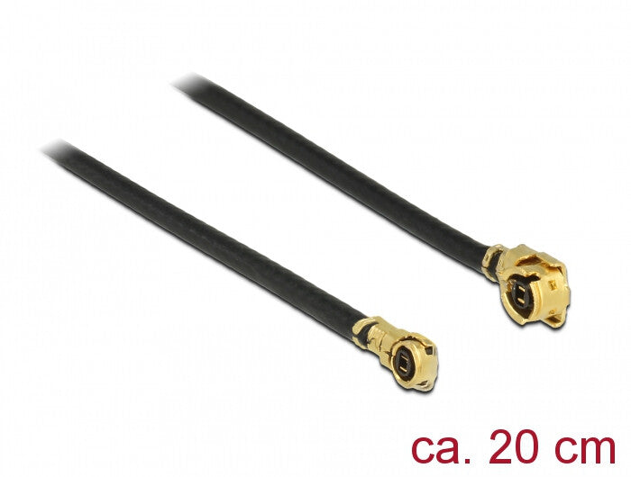 DeLOCK 89648 koaxial kabel 1.13 0,2 m MHF (I-PEX) MHF IV/ HSC MXHP32 Sort, Guld