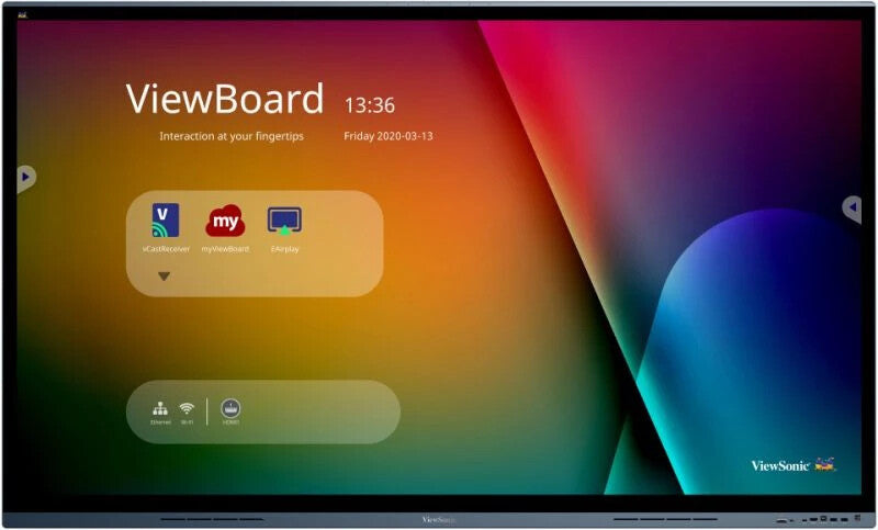 Viewsonic IFP7562 skilte display Interaktivt fladpanel 190,5 cm (75") LED Wi-Fi 350 cd/m² 4K Ultra HD Sort Berøringsskærm Indbygget processer Android