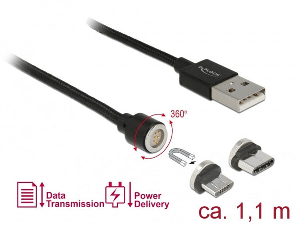 DeLOCK 85723 USB-kabel USB 2.0 1,1 m USB A USB C/Micro-USB B 0,48 Gbit/sek. Sort
