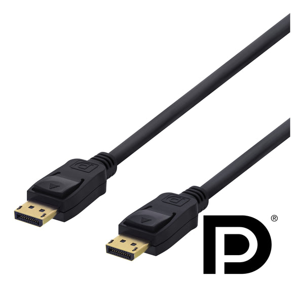 Deltaco DisplayPort-kabel, 2 m, 4K UHD, DP 1.2, sort