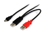 StarTech.com USB2HABMY6 USB-kabel USB 2.0 1,8 m Mini-USB B 2 x USB A 0,48 Gbit/sek. Sort, Rød