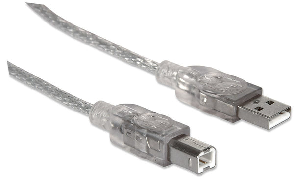 Manhattan 340458 USB-kabel USB 2.0 3 m USB A USB B 0,48 Gbit/sek. Sølv