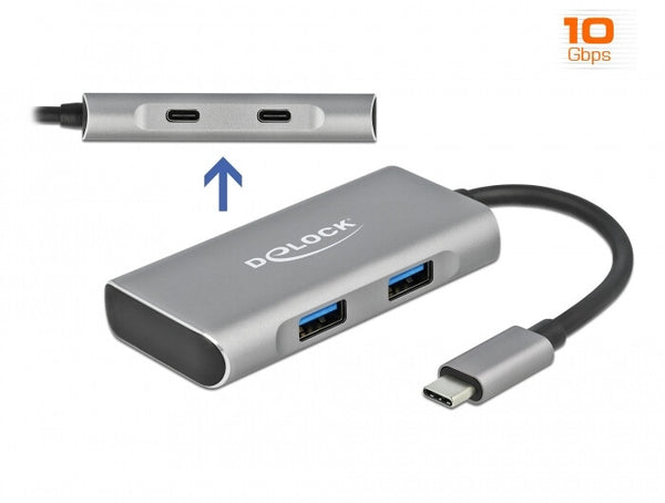 DeLOCK 63260 interface hub USB 3.2 Gen 2 (3.1 Gen 2) Type-C 10000 Mbit/s Grå
