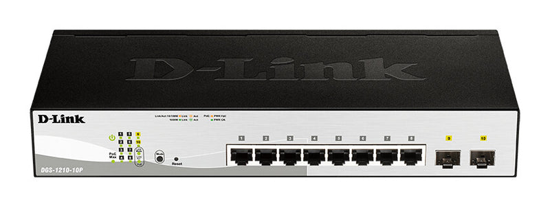 D-Link DGS-1210-10P netværksswitch Administreret L2 Gigabit Ethernet (10/100/1000) Strøm over Ethernet (PoE) 1U Sort