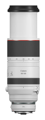Canon RF 100-500mm F4.5-7.1L IS USM SLR Telefoto zoomobjektiv Sort, Hvid