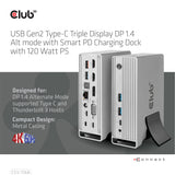 CLUB3D CSV-1568 dockingstation Docking USB 3.2 Gen 2 (3.1 Gen 2) Type-C Metallic