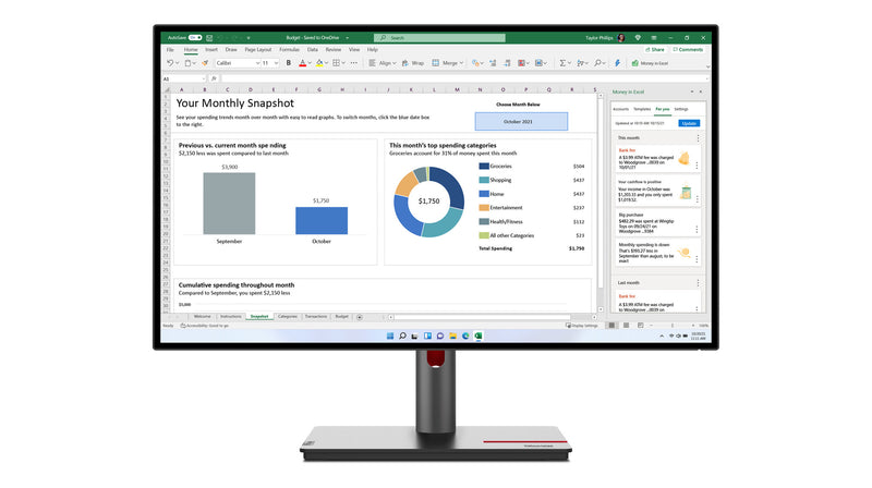 Lenovo ThinkVision P27h-30 computerskærm 68,6 cm (27") 2560 x 1440 pixel Quad HD LCD Sort