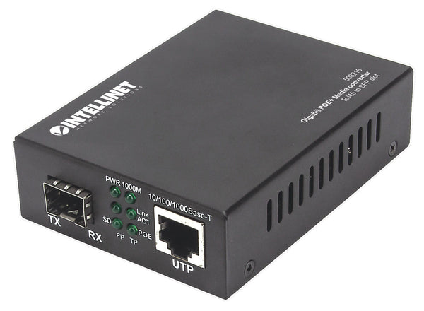 Intellinet 508216 netværksomformer til medie 1000 Mbit/s Sort