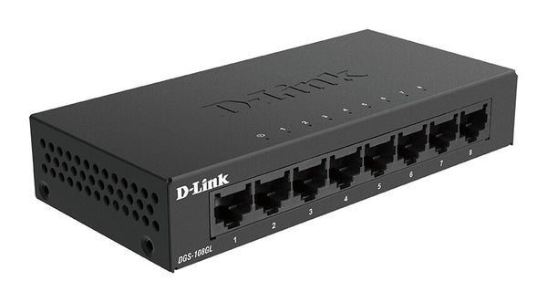 D-Link DGS-108GL Ikke administreret Gigabit Ethernet (10/100/1000) Desktop Sort