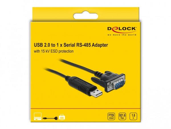 DeLOCK 66283 serielkabel Sort 1,8 m RS-485 USB Type-A