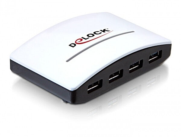DeLOCK USB 3.0 External HUB 4 Port 5000 Mbit/s Sort, Hvid