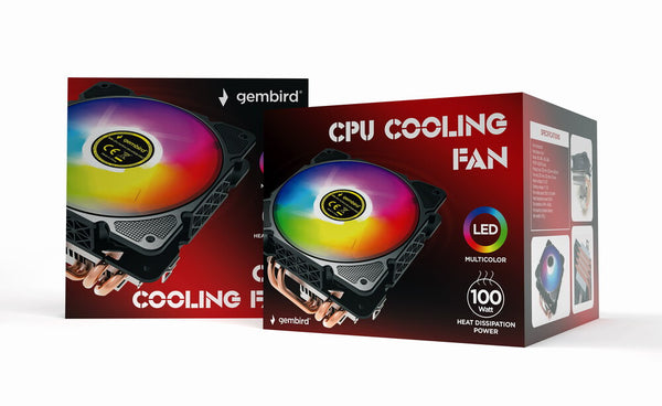Gembird CPU-HURACAN-ARGB-X140 Computerkølesystem Processor Luftkøler 12 cm Sort, Hvid