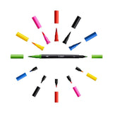 BIC 989695 marker og tush-pen Sort, Blå, Brun, Grøn, Lyse Blå, Lysegrøn, Orange, Lyserød, Lilla, Rød, Violet, Gul 12 stk