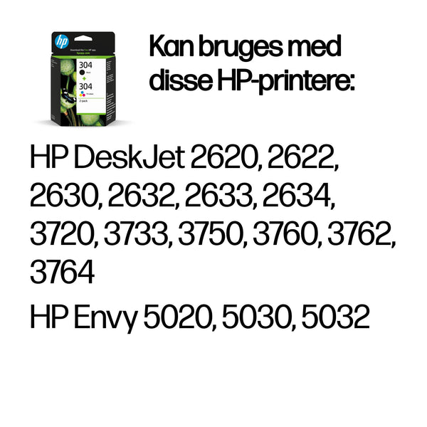 HP Originale 304-blækpatroner i dobbeltpakke, sort/trefarvet