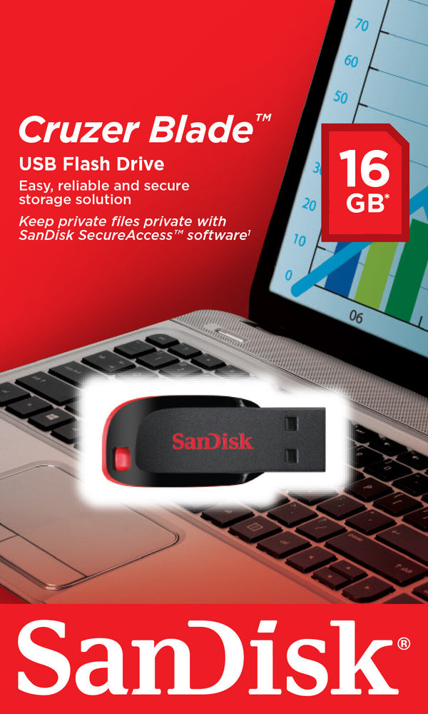 SanDisk Cruzer Blade USB-nøgle 16 GB USB Type-A 2.0 Sort, Rød