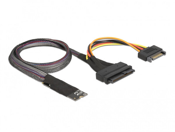 DeLOCK 62984 kabel kønsskifter 67-pin M.2 Key M U.2 SFF-8639/SATA 15-pin Sort